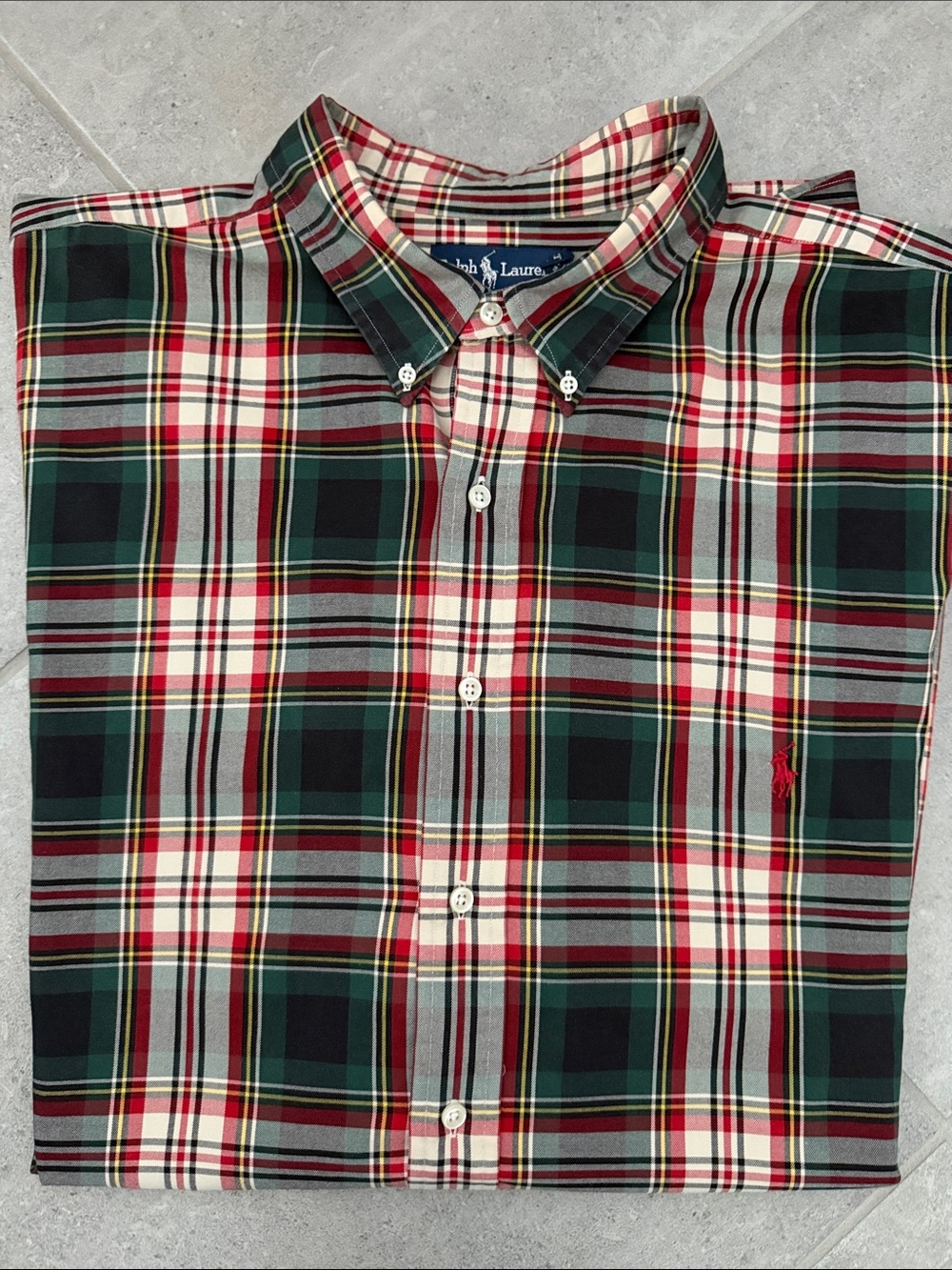 Ralph Lauren Men’s Big & Tall Classic Plaid Red , cream & Green Plaid Size 3XLT